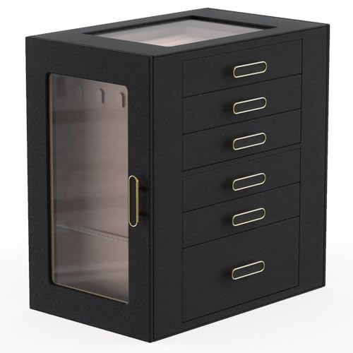 6 Layer Jewelry Box Organizer with Glass Doors