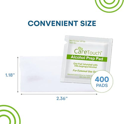 Care Touch Alcohol Wipes - Individually Wrapped Alcohol Prep Pads with 70% Isopropyl Alcohol, Great for Medical & First Aid Kits - Sterile, Antiseptic 2-Ply Rubbing Alcohol Pads - 100 Count