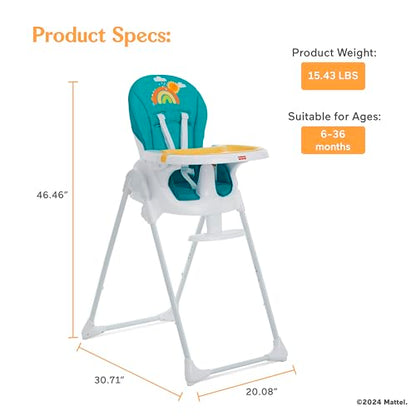 Fisher Price Tiny Bites High Chair, Seven Adjustable Height Positions Baby High Chair, Easy Quick Fold Travel High Chair, Lightweight Easy to Clean Portable High Chair