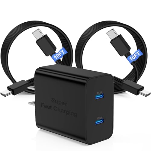 45W Dual Port USB-C Fast Charger with 10ft Cable