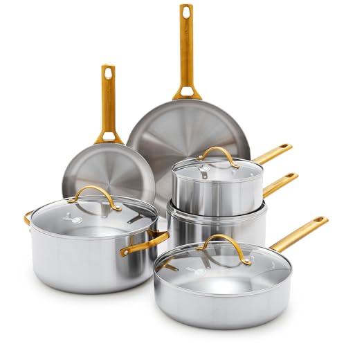 10 Piece GreenPan Stainless Steel Cookware Set Induction Safe