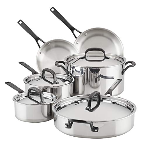 10 Piece KitchenAid 5-Ply Stainless Steel Cookware Set