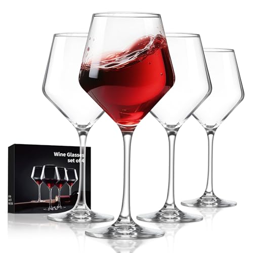 4 Pack Hand-Blown Crystal 16oz Wine Glasses