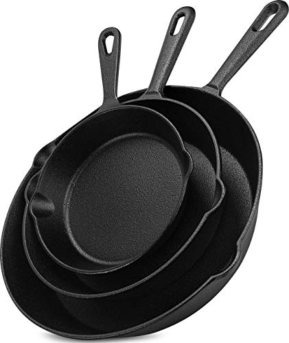 3 Piece Cast Iron Skillet Pan Set
