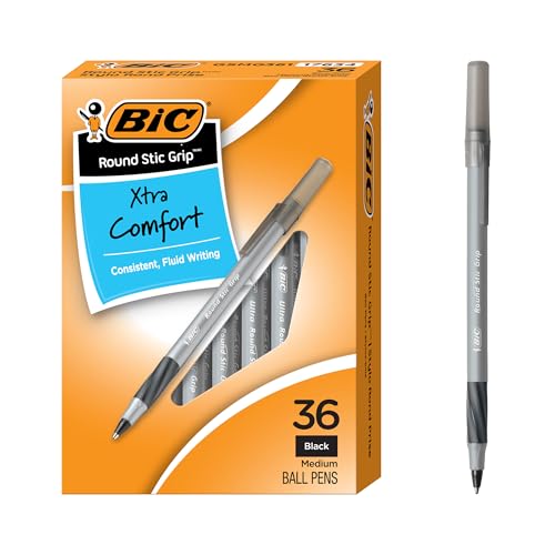 36 Count BIC Round Stic Grip Ballpoint Pens