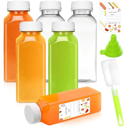 6 Pack 12oz Reusable Plastic Juice Bottles
