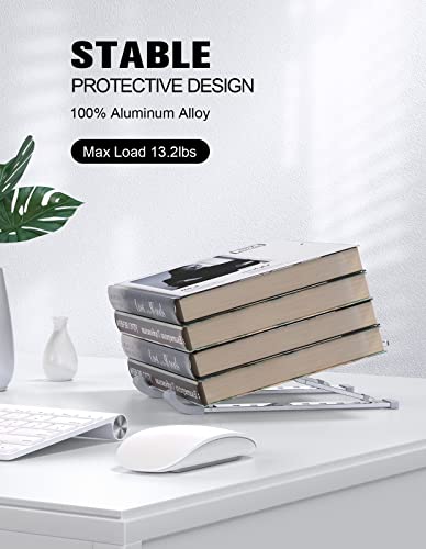 RIWUCT Laptop Stand for Desk, 9 Angles Adjustable Ergonomic Computer Stand with Detachable Phone Holder, Aluminum Cooling Portable Laptop Riser Holder Compatible with MacBook Pro Air Up to 15.6''