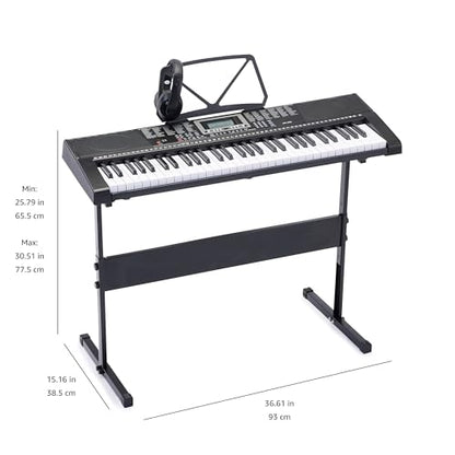 Amazon Basics Portable Digital Piano Keyboard with 61 Keys, Built In Speakers and Songs for Learning, Black