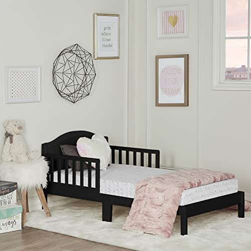 Dream On Me Sydney Toddler Bed in Black, Greenguard Gold Certified, JPMA Certified, Low To Floor Design, Non-Toxic Finish, Safety Rails, Made Of Pinewood