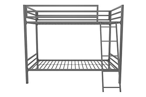 Novogratz Maxwell Twin-Over-Twin Metal Bunk Bed, Grey