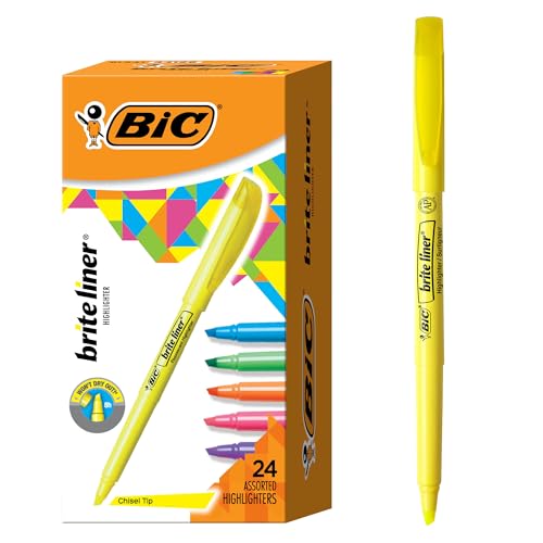 24 Pack BIC Brite Liner Chisel Tip Highlighters