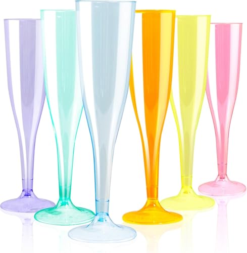 36 Pack Plastic Champagne Flutes 7oz Party Glasses