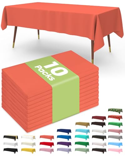 10 Pack Disposable Plastic Rectangle Tablecloths