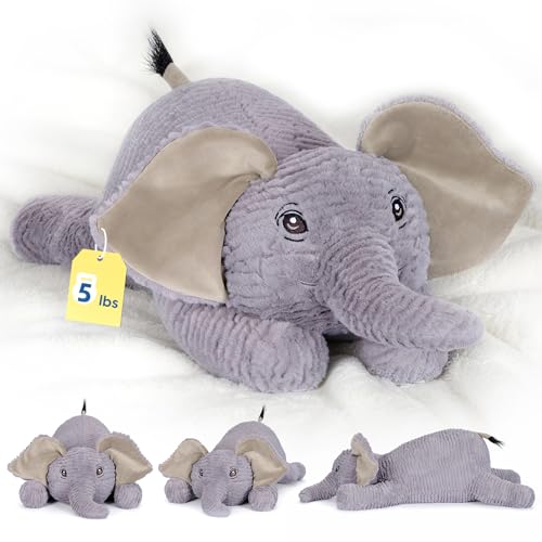 5 lb Large Elephant Weighted Stuffed Animal Pillow