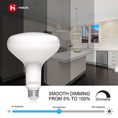 Helloify Dimmable BR40 LED Flood Light Bulb, 12W, 75W Equivalent, 5000K Daylight White Light, Energy Saving Lamp for Office/Home, E26 Screw Base, 6PCS