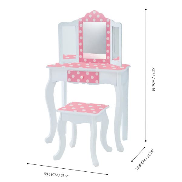 Teamson Kids Wooden Play Vanity Set with Stool