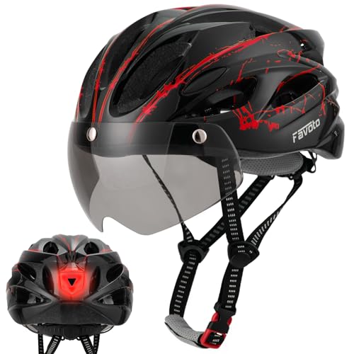 Favoto Lightweight Bike Helmet with LED Goggles