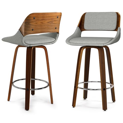 2 Pack Swivel Upholstered Wood Bar Stools