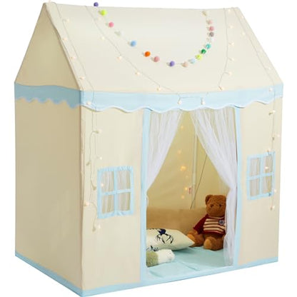 VEVOR Kids Play Tent, Kids Tent for Kids 1-5 Years Old, Tent for Kids with Windows for Indoor and Outdoor, Toddler Tent with Mat and Tent Lamp, Play House Castle Tent for Boys and Girls, Beige