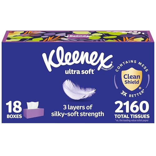 18 Pack Kleenex Ultra Soft 3-Ply Facial Tissues