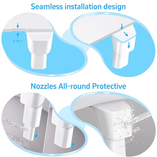 Shineforu Ultra-Slim Bidet Dual Nozzle Bidet Attachment for Toilet, Bidet Toilet Seat Attachment with Pressure Controls(Feminine/Posterior Wash),Ultra-Quick Installation Design Non-Electric Bidet