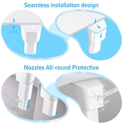 Shineforu Ultra-Slim Bidet Dual Nozzle Bidet Attachment for Toilet, Bidet Toilet Seat Attachment with Pressure Controls(Feminine/Posterior Wash),Ultra-Quick Installation Design Non-Electric Bidet