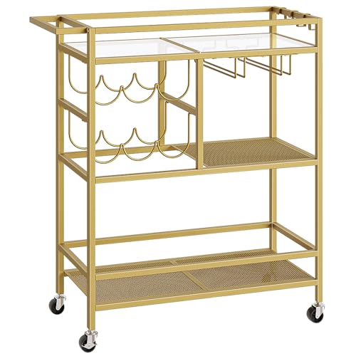 3-Tier Rolling Bar Cart with Wine Rack