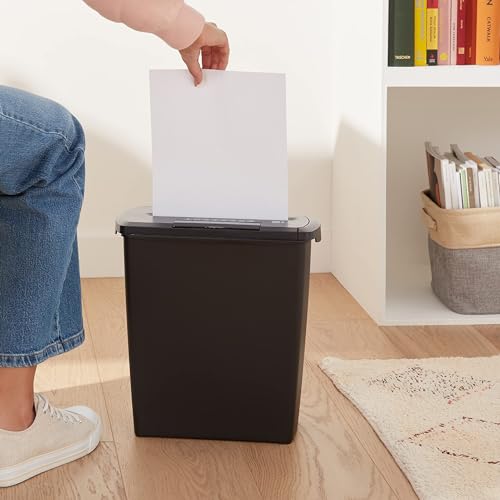 Amazon Basics 8-Sheet Strip Cut Paper, CD, and Credit Card Shredder, 3.2 Gallons Wastebasket, Black