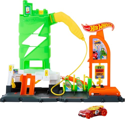 Hot Wheels City Track Set Fuel Station Playset Car