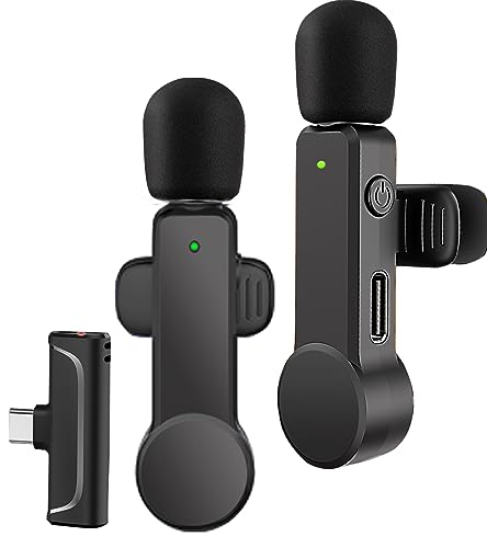 2 Pack Wireless USB-C Lavalier Microphone for Android