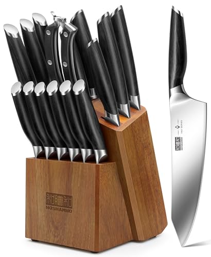 16-Piece High Carbon Steel Kitchen Knife Block Set