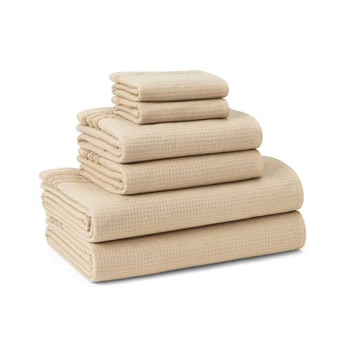 6 Piece Waffle Terry Cotton Towel Set