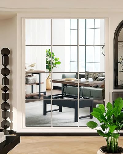 12 Pack Glass Mirror Tiles 12"x12" Wall Mounted