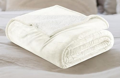 Utopia Bedding Sherpa Queen Blanket - Ivory 90x90
