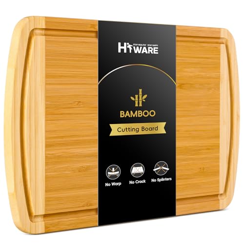 Large Bamboo Cutting Board with Juice Groove 16"x10"