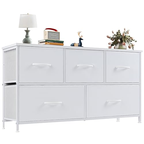 5 Drawer Wide Fabric Dresser with Organizers