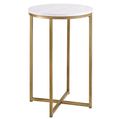 Walker Edison Round Faux Marble Accent Table