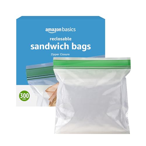 300 Count Amazon Basics Resealable Sandwich Storage Bags