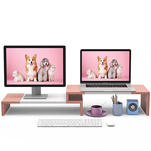 Dual Monitor Stand Riser with Adjustable Length