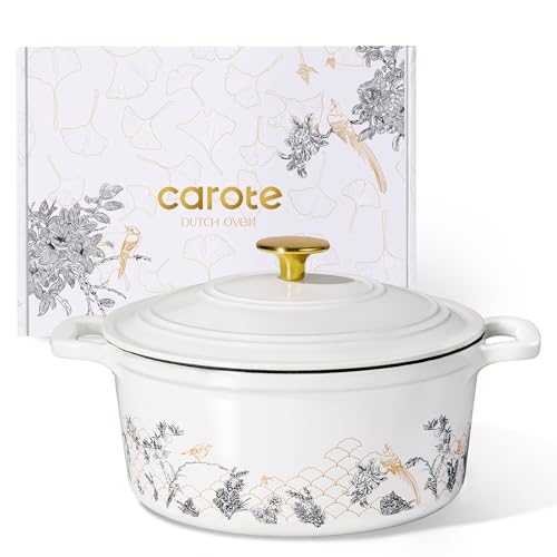 CAROTE 5 Quart Enameled Cast Iron Dutch Oven