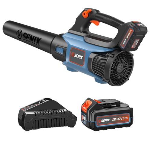 SENIX 20V Cordless Leaf Blower, 5.0Ah Battery Included