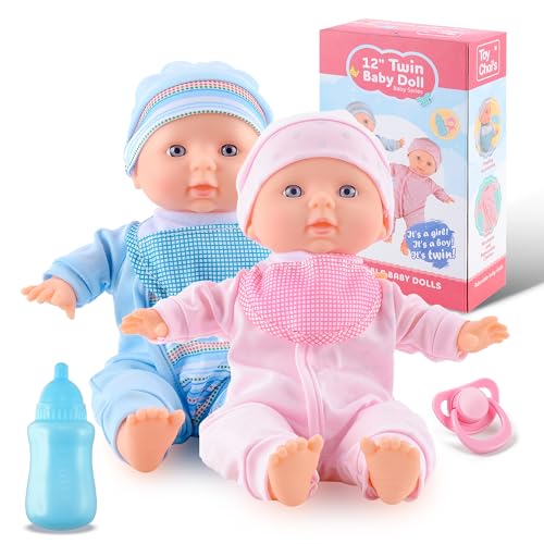 Twin Baby Dolls Playset with Accessories for Kids