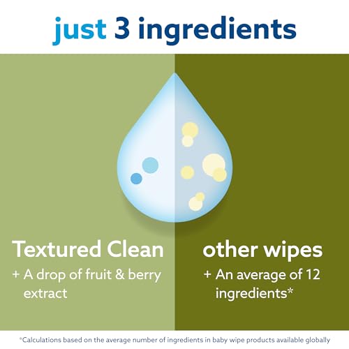 WaterWipes Plastic-Free Textured Clean, Toddler & Baby Wipes, 99.9% Water Based Wipes, Unscented & Hypoallergenic for Sensitive Skin, 540 Count (9 packs), Packaging May Vary