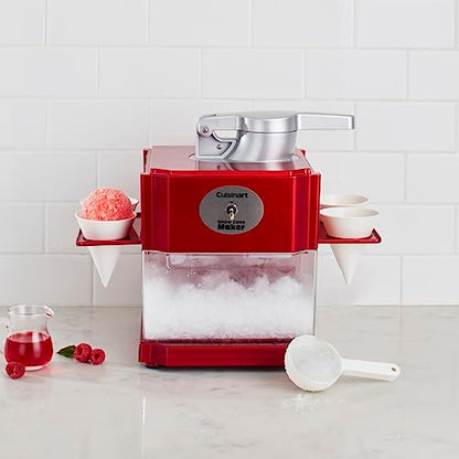 Cuisinart Snow Cone Machine - Makes 5 Icy Cones for Slushies & Frozen Drinks - Includes Reusable & Paper Cones, Red, SCM-10P1