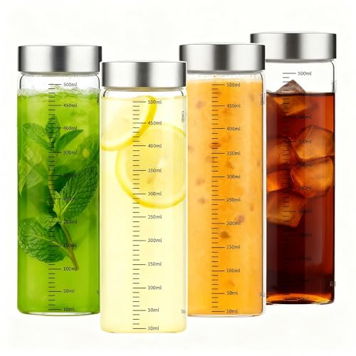 4 Pack 17 oz Glass Juice Bottles