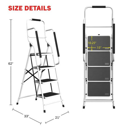 4 Step Folding Ladder with Handrails by Stalwart