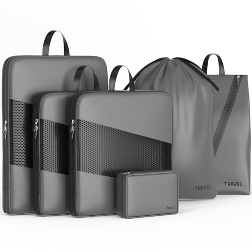 6 Pack Compression Packing Cubes Travel Organizer Set