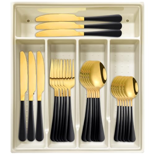 24 Piece Stainless Steel Flatware Set with Organizer