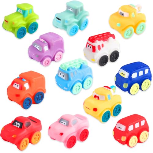 12 Pack Soft Rubber Car Bath Toys for Kids