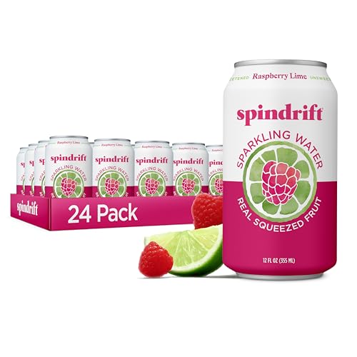 24 Pack Spindrift Sparkling Water Raspberry Lime 12oz Cans